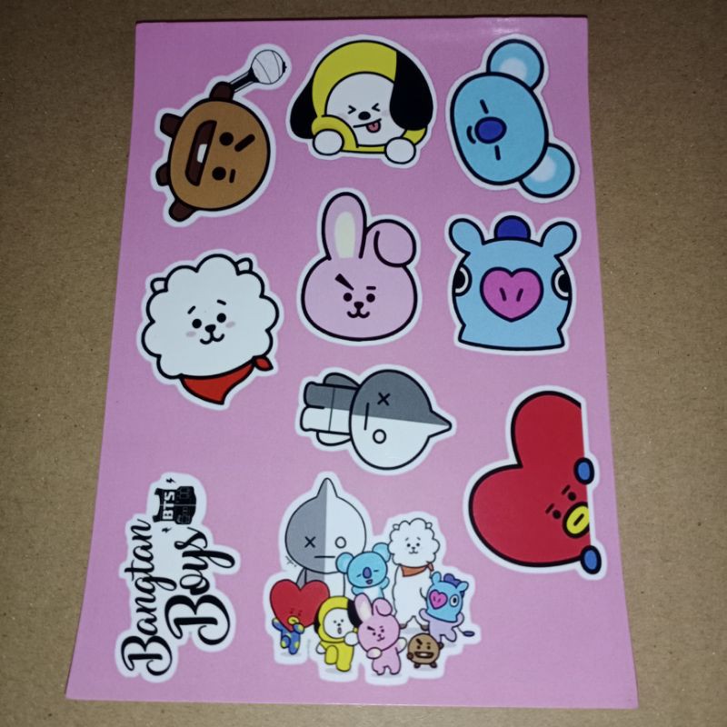 [cod | Ready] Stiker BTS BT21 Uncutting Ukuran A6 (A4 bagi 4)