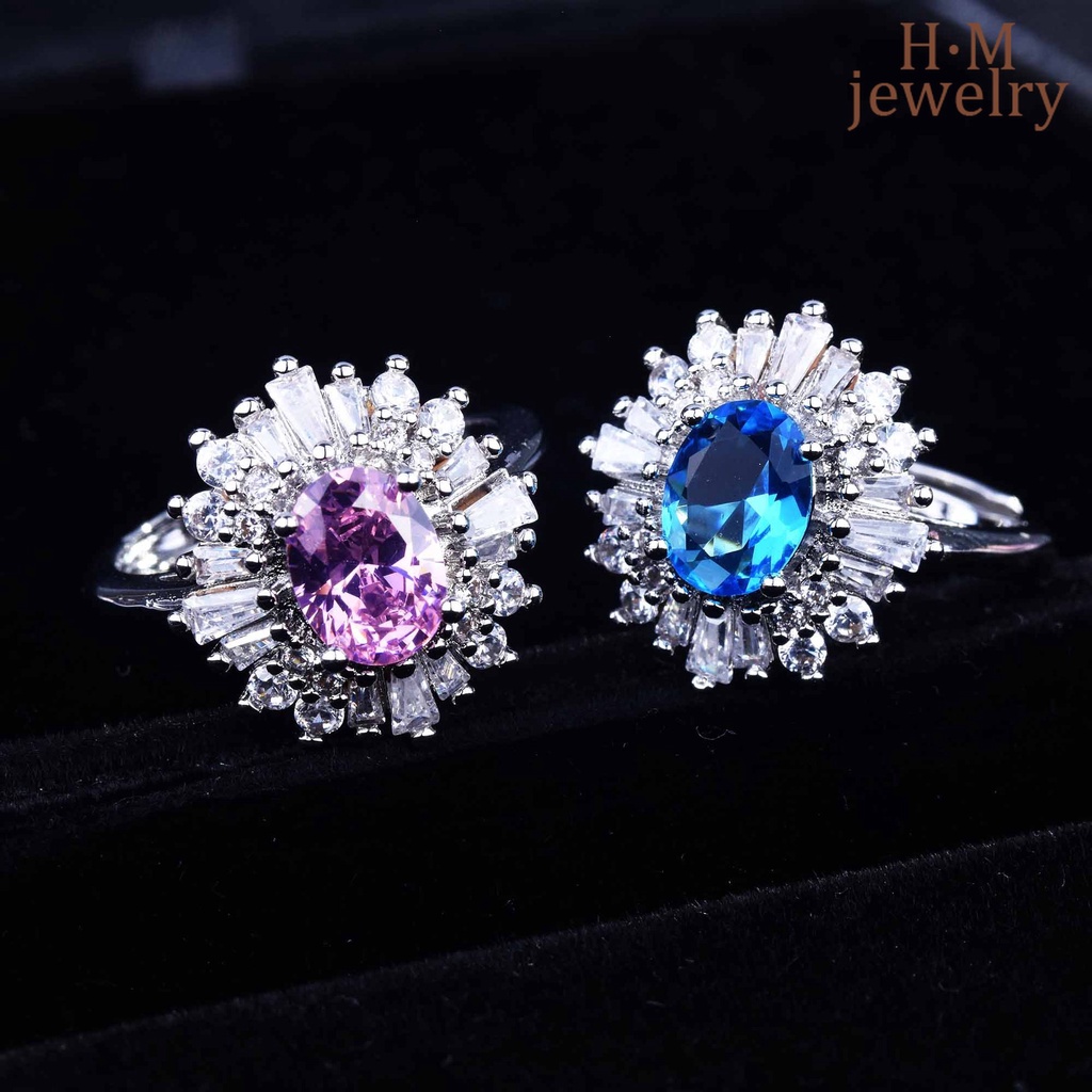 Cincin Berlian Sapphire Argyle Pink Bahan S925 Silver Untuk Pertunangan