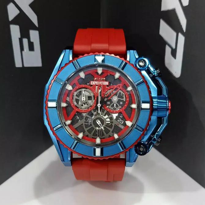 Jam Tangan Pria Expedition Exp E3009M E3009 E 3009 Red Blue Original Yantikusumoshop82