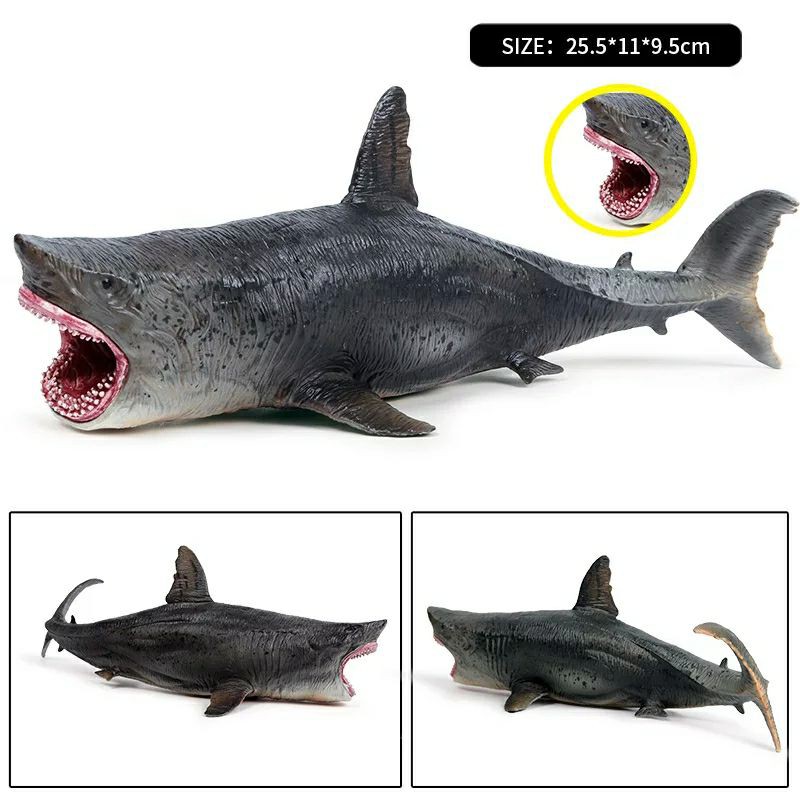 Megalodon mainan action figure ikan hiu