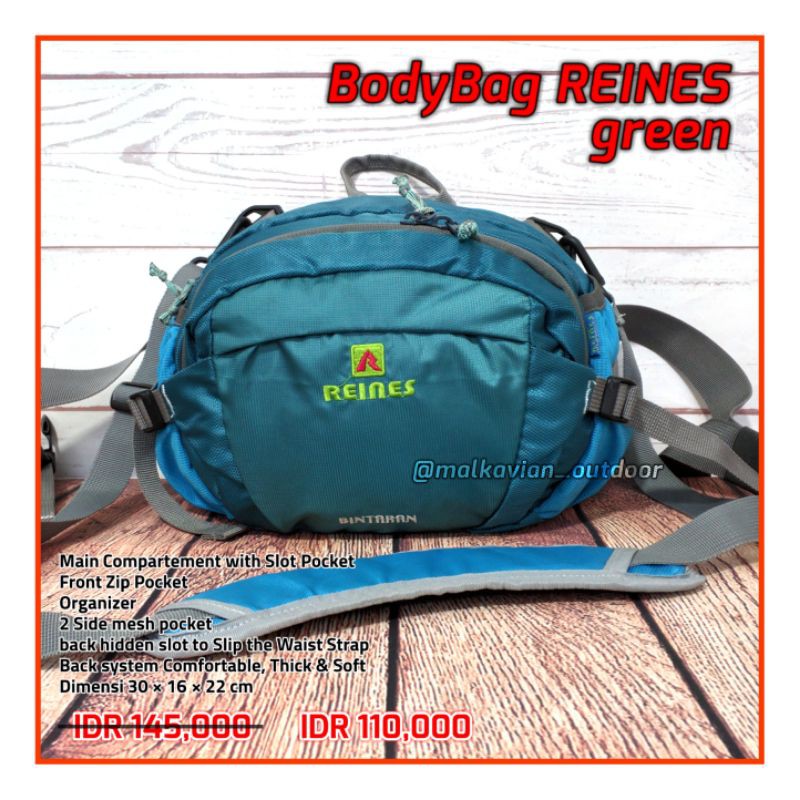 PROMO DISKON BodyBag REINES GREEN Tas Slempang Pendaki Gunung Hiking Camping Outdoor Adventure
