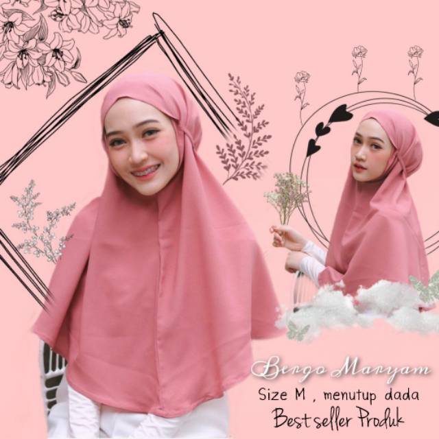 BERGO MARYAM NON PET TALI KHIMAR INSTAN DIAMOND HIJAB ITALIANO JILBAB KERUDUNG HARIAN GROSIR