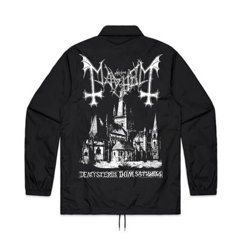 JAKET COACH BAND MAYHEM - DEMYSTERIUS DOM SATHANAS | WINDBREAKER COACH JAKET BAND MAYHEM PARASUT HIT
