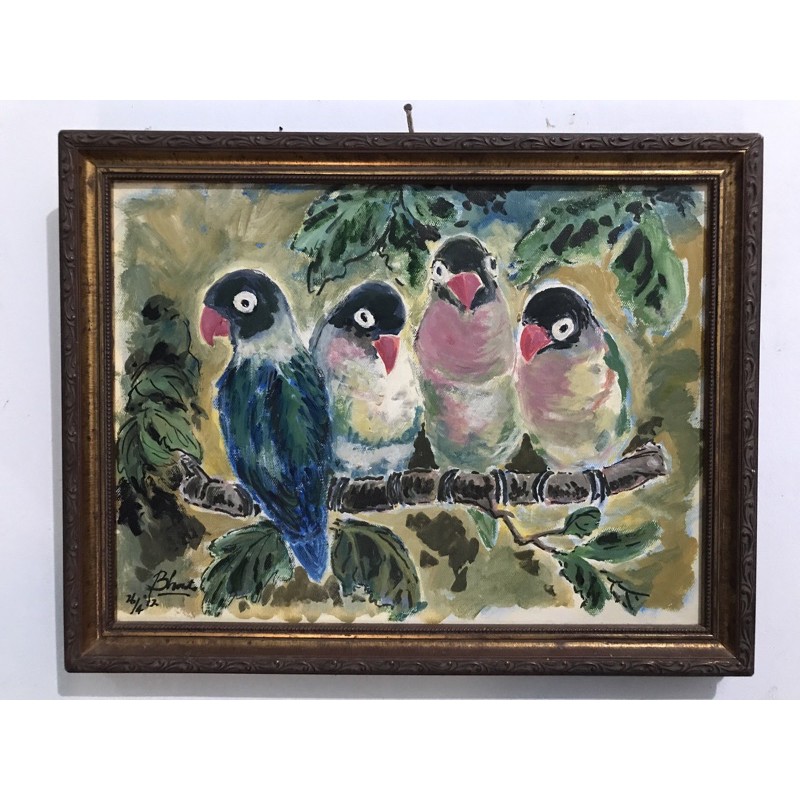 

Lukisan Burung Lovebirds Cat Minyak Uk. 30cm X 40cm