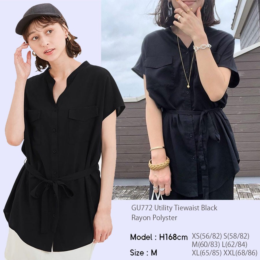 BLOUSE WANITA UNIQLO GU772 UTILITY TIEWAIST SHIRT BLOUSE-4