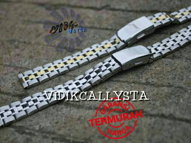 STRAP TALI JAM TANGAN RANTAI 14 MM UNIVERSAL UNISEX STAINLESS SILVER KOMBI GOLD