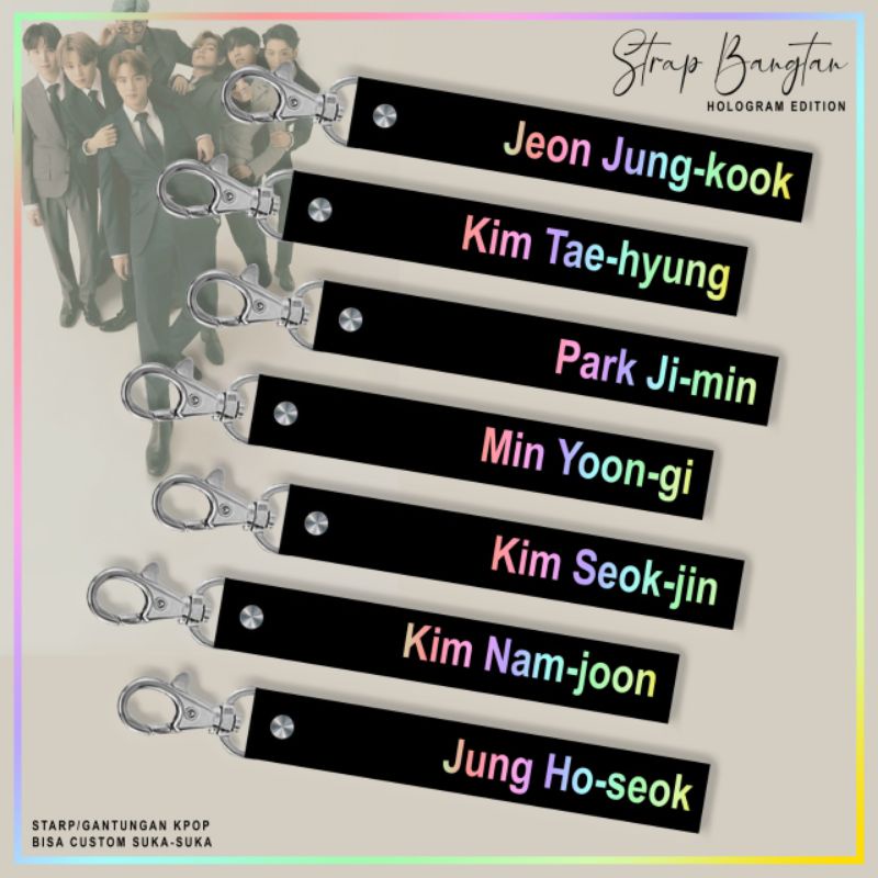 STRAP BTS HOLOGRAM/GANTUNGAN KUNCI STRAP BTS NAMA