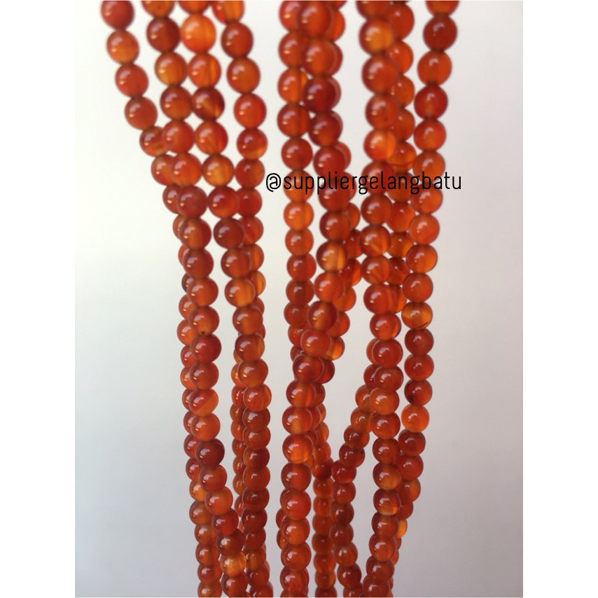 batu 4mm orange carnelian oren bahan aksesoris manik fashion kekinian supplier beads craft fashion