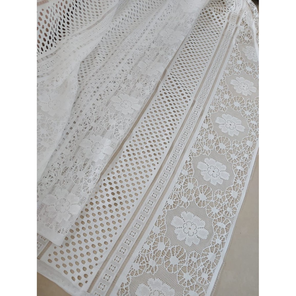 Kain Brukat Lace Royal Warna Broken White/Putih Tulang