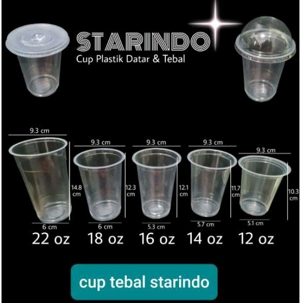 cup gelas plastik starindo,  bb, idolastar, Merak tutup lid datar/ cembung 10 oz 12 oz 14 oz 16 oz 18 oz 22 oz isi 50 pcs