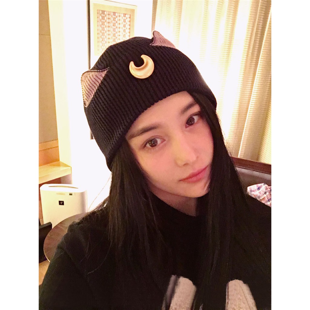 TKLU topi kupluk wanita kucing ear cat ekomimi sailormoon sailor moon luna rajut hangat korea jepang