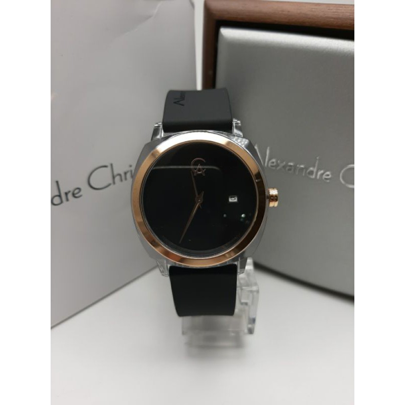 Jam Alexandre christie wanita ac 2763 original Black rosegold