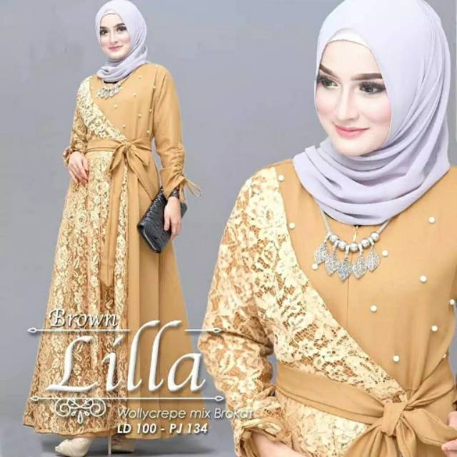 Lilla gamis brokat cantik