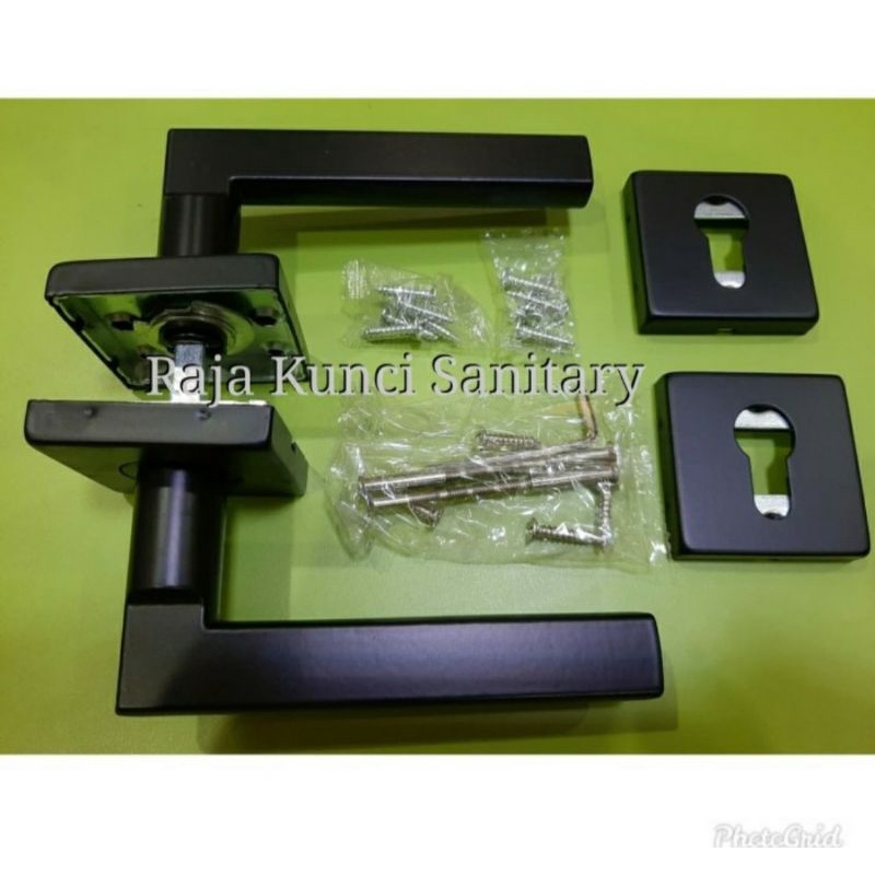 Handle Pintu Roses Kotak Hitam/Black/Stainless Stell/Gagang Pintu/Pegangan Pintu