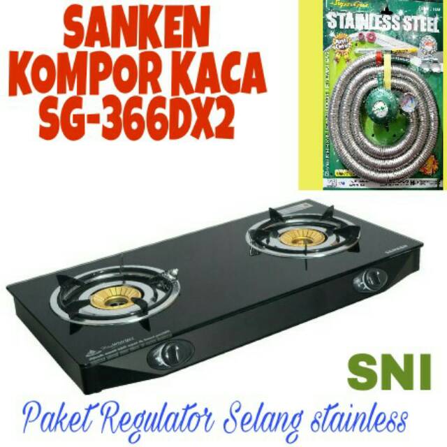 SANKEN KOMPOR KACA PAKET REGULATOR SELANG STAINLESS