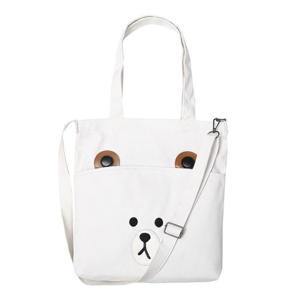 XIA03 Tas Wanita Tote Bag Korea Bear Face Resleting Murah Impor Brand New TKM