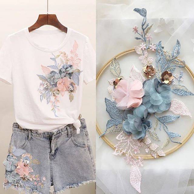 Lace bordir bunga 3d import
