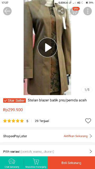 Stelan Blazer Batik Pns/pemda Aceh