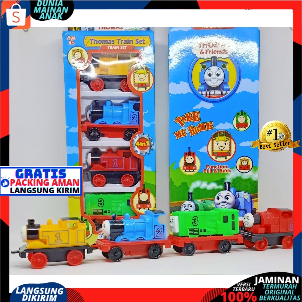 Mainan Anak Kereta Api set 4 Gerbong Thm | Train Play Set Kado Hadiah Ulang Tahun