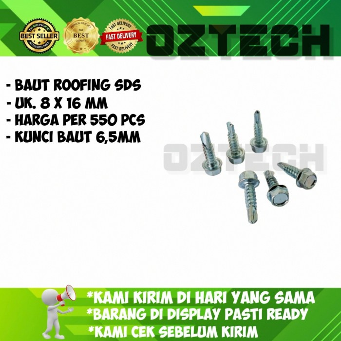 Baut roofing sds skrup baja ringan 8x16mm 550pc