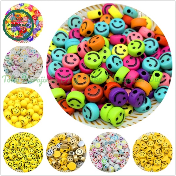 [ 35pcs ] Manik Smile Mote Smile 10mm Mute Emoticon Monte Smiley Bahan Meronce