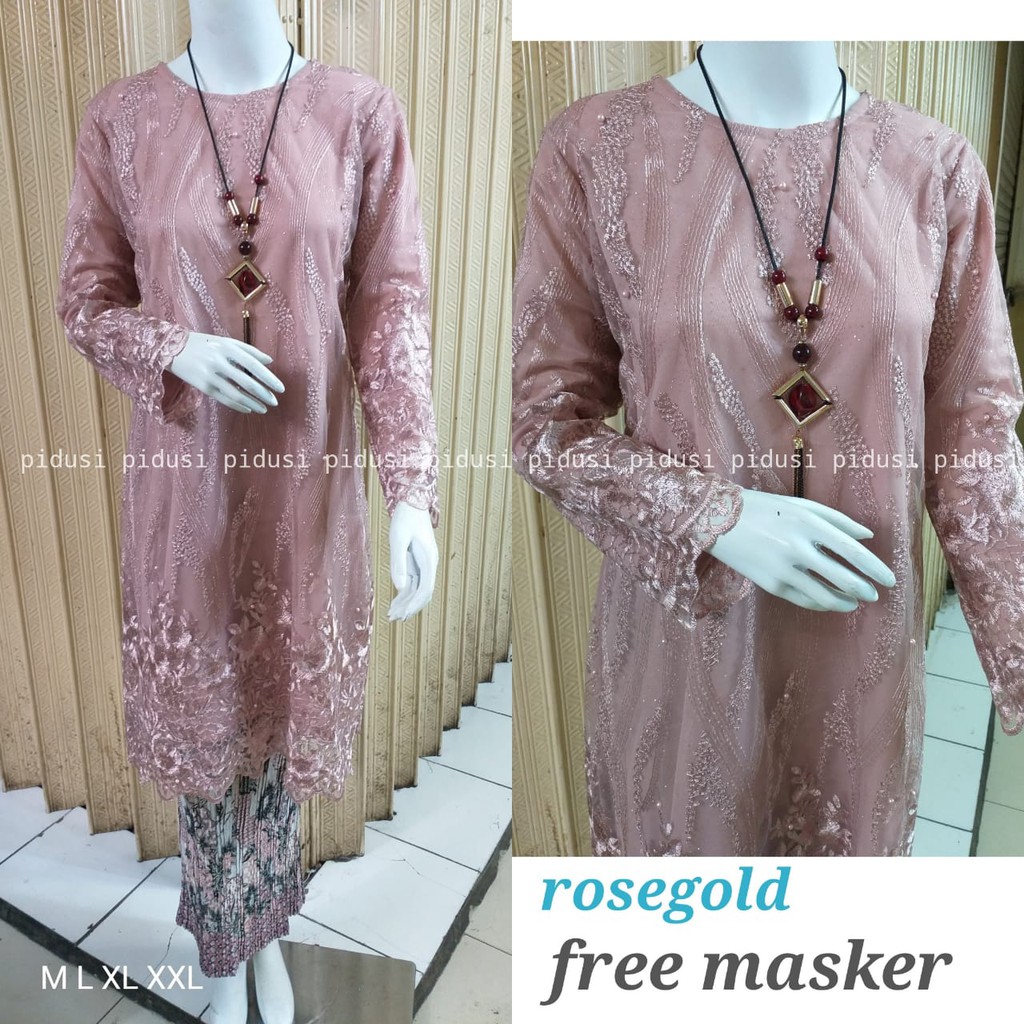 Set tunik tulle mutiara talita / set baju kurung tulle mutiara (gliter) / set tunik pesta