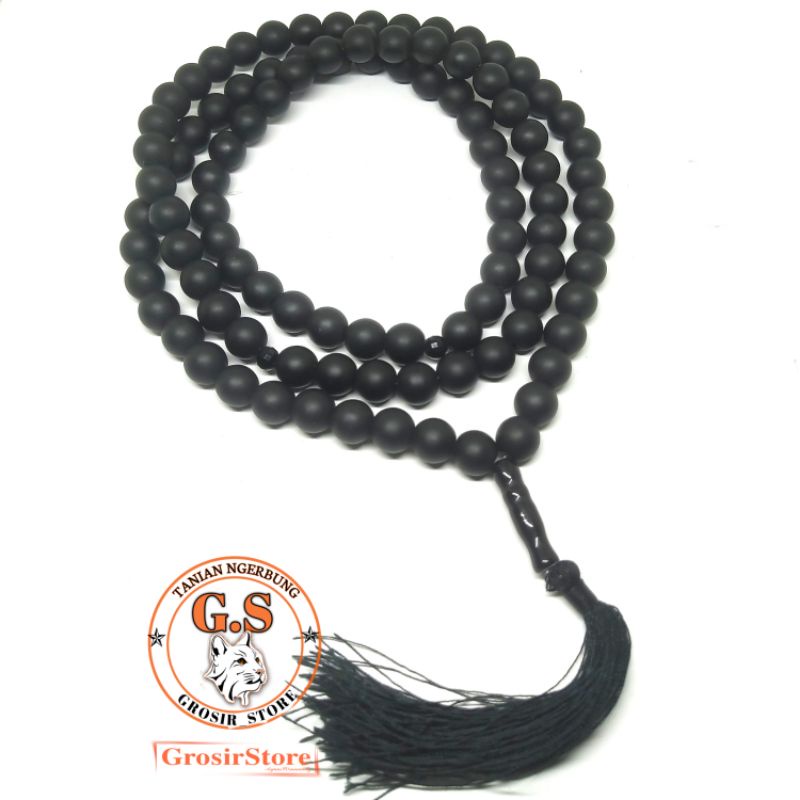 Tasbih Batu Hitam Atau Hajar Aswad 100 Butir 10mm Kualitas Original Stone
