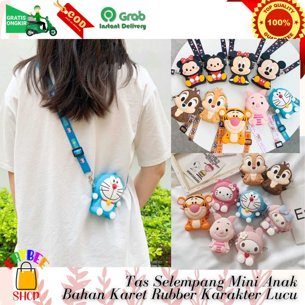 Tas Selempang Anak Kecil Mini TK Laki Perempuan Karet Rubber Karakter Lucu