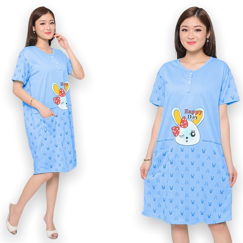 Baju Tidur Daster Wanita Terusan Busui Bumil Kancing 2 Dress Baby doll Lilipop