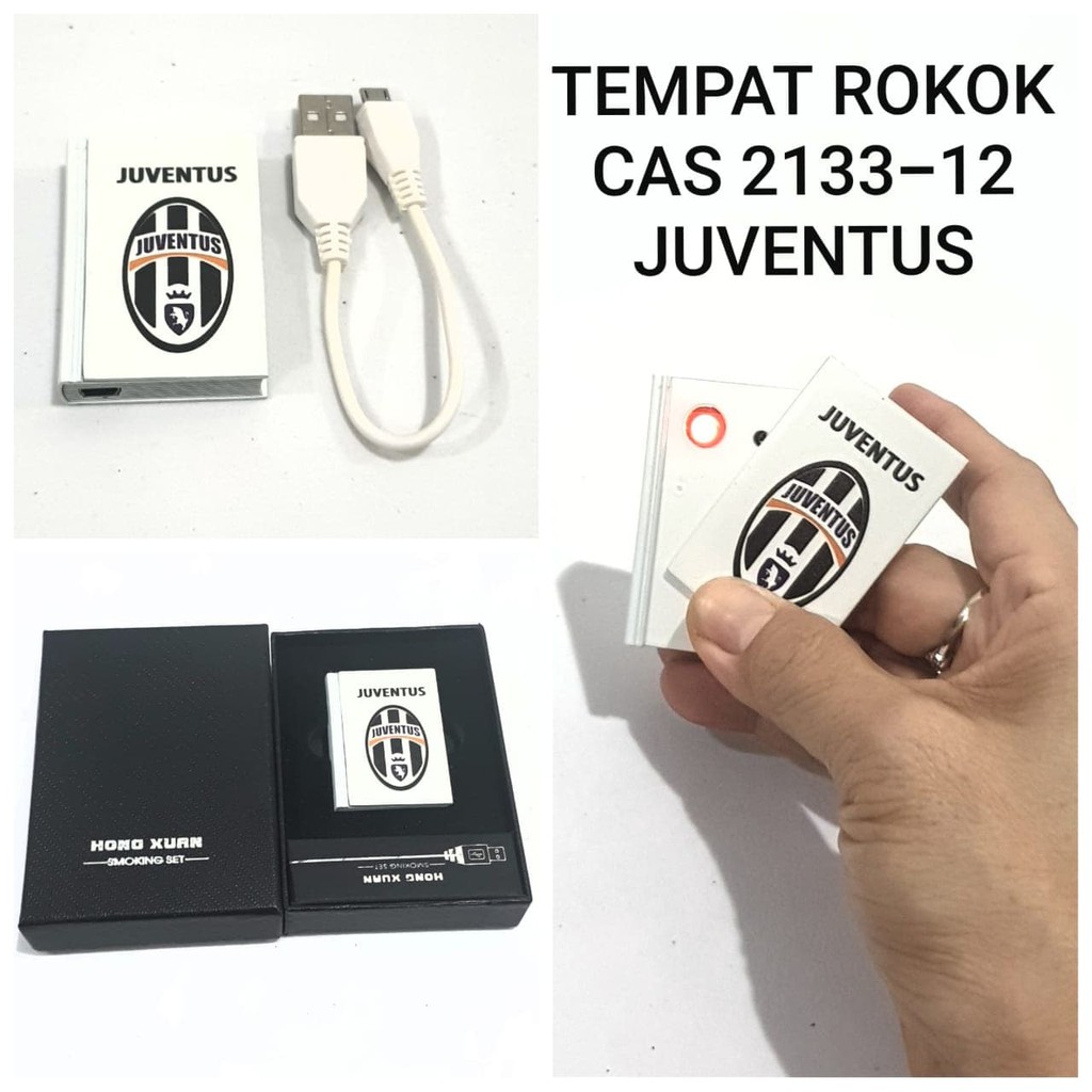 New Item! KOREK API USB JUVENTUS 2133-12 CAS ELEKTRIK CHARGER LIGHTER Baru!