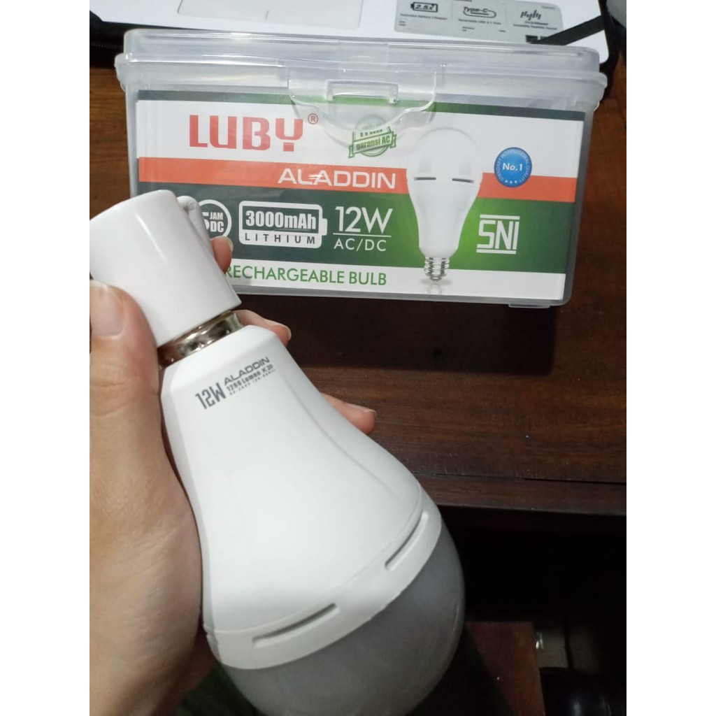 Lampu LED Luby Tricolor 12W Emergency Rechargeable Putih Kuning Ajaib