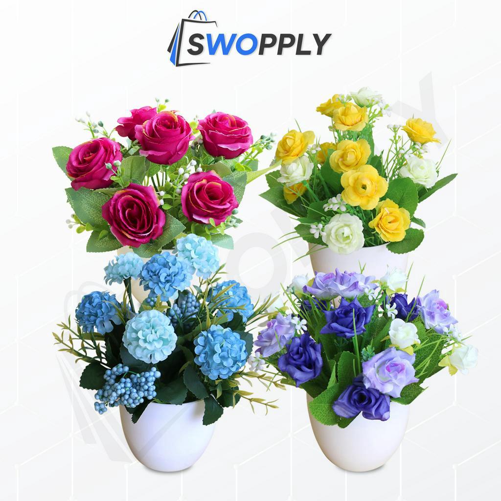 Swopply PT13 PT14 PT15 PT16 Pot Tanaman Hias Bunga Hias Plastik Ornamen Pot Bongsai Artificial Flower Decoration