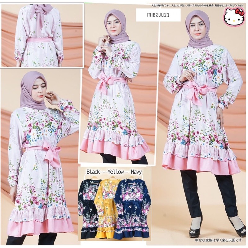 DRESS RAYON POLOS SAKURA DRESS MUSLIM RAYON TUNIC RAYON