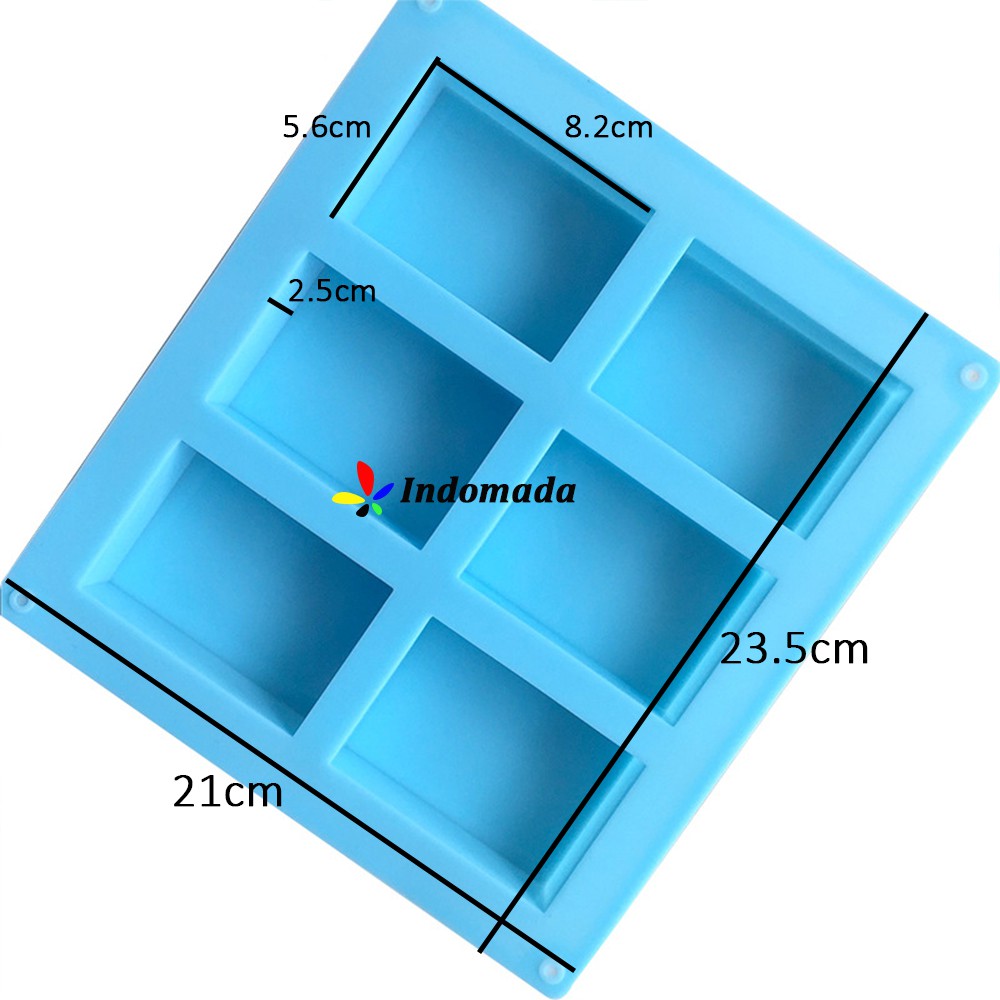 Cetakan Silikon Kue Cake Sabun Puding Kotak Empat Persegi 6 Lubang Silicone Mold