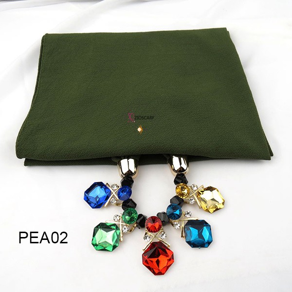 SCARF TASSEL pashmina 2in1 kalung pendant PEA hijab instan ZIOSCARF