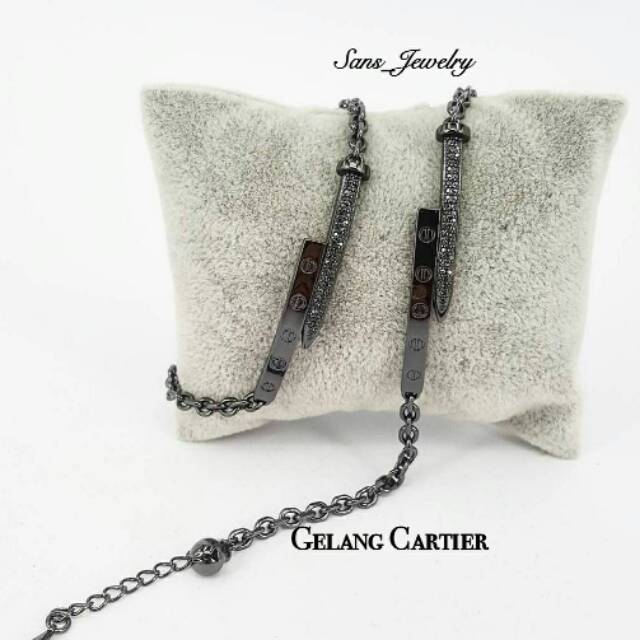 PromoPromo Gelang Cartier Paku Black Hitam Perhiasan Aksesoris Korea Adc Gfs Tgb Hijab Swarovski SL