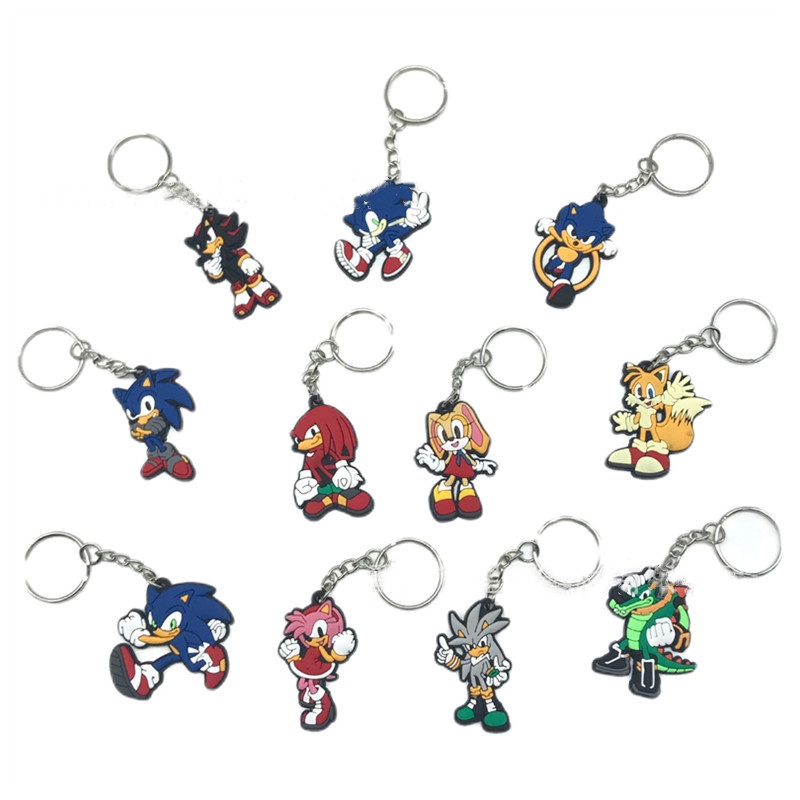 Gantungan Kunci Bentuk Kartun Sonic The Hedgehog Bahan PVC Untuk Hadiah