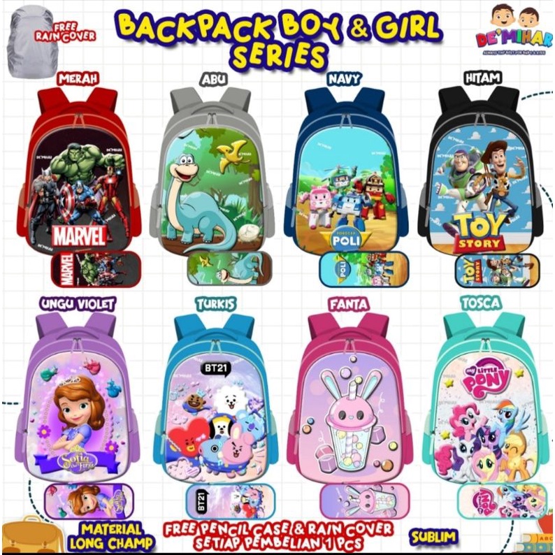 Ready ‼️ Tas Backpack Sekolah Lucu by De'mihar