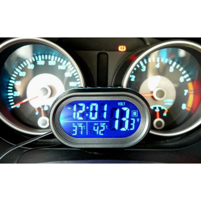Jam Digital Mobil dual colour led backlight. ampere meter volt meter
