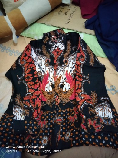 Kemeja Batik Pria Lengan Panjang Size M L Xl Xxl Bswart Batik Hrb026 Kenongo Hem Panjang Padi