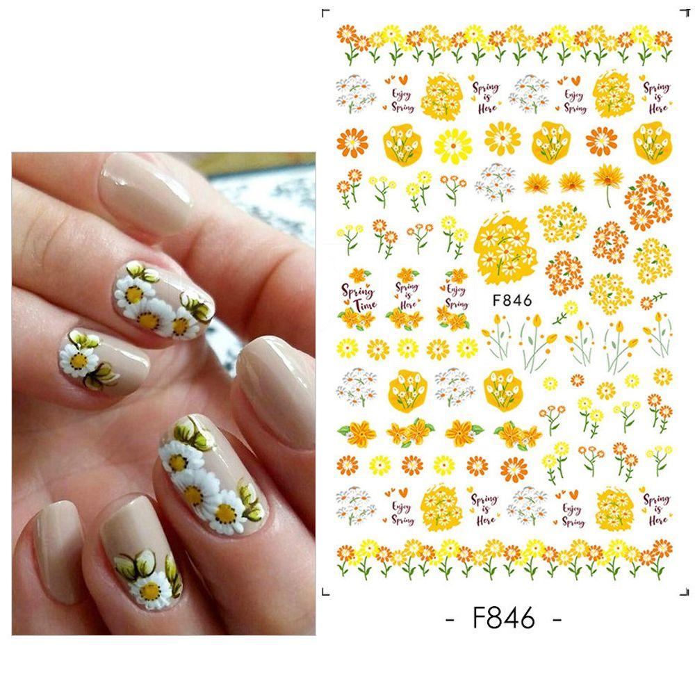 AUGUSTINA Agustin 3D Stiker Nail Art Elegan Fashion Bunga Wanita Dekorasi Nail Art Mawar Daisy Valentines DIY Manicure Accesorios