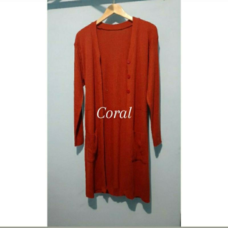 LONG CARDI KANCING 3 /Outer Rajut Wanita/Cardygan Rajut Murah