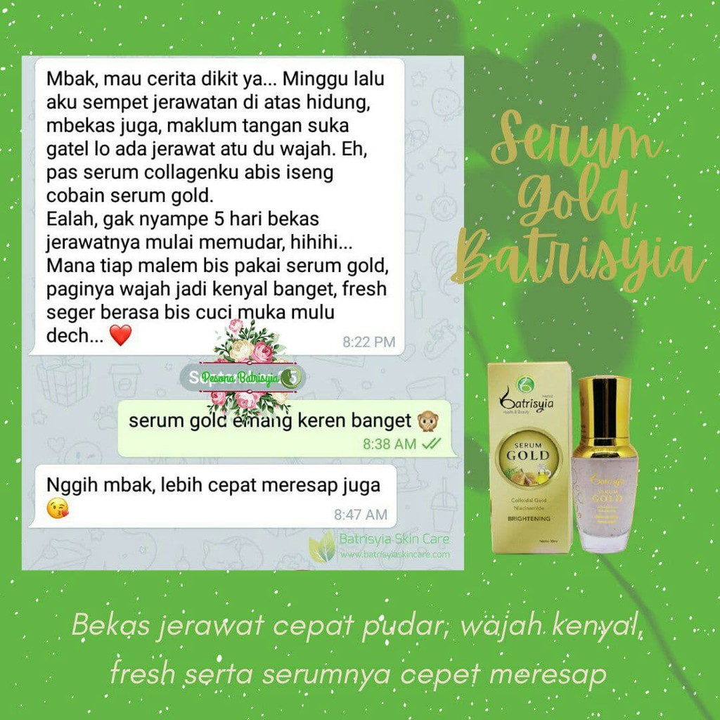 Serum  Gold batrisyia herbal Pengecil pori - pori wajah perawatan kecantikan BPOM