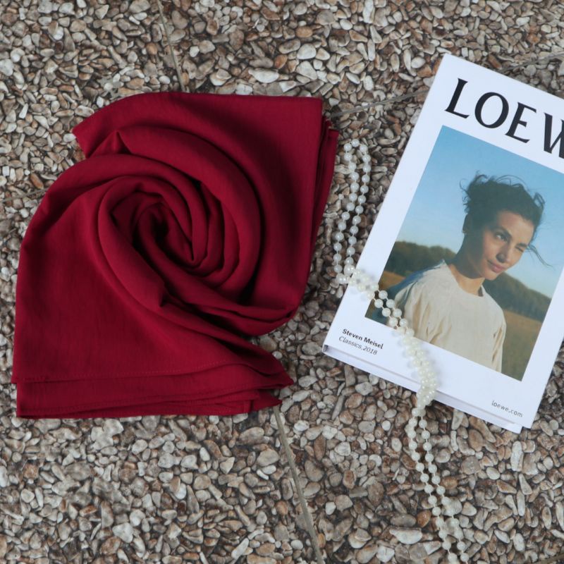 PASHMINA CRINKLE AIRFLOW COTTON SHAWL PREMIUM | PASMINA-Maroon