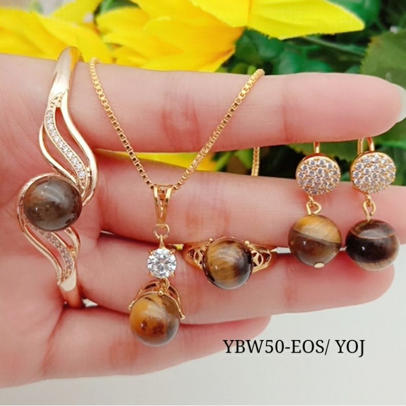 xuping set perhiasan wanita lapis emas awet permata giok asli impor