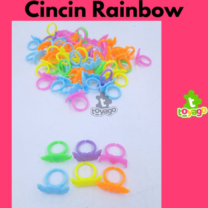 Mainan Cincin Rainbow Plastik Isi 100 Pcs Grosir Murah