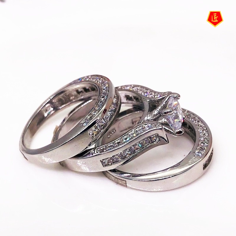 [Ready Stock]European and American Luxury Square Diamond Engagement Ring Fashion