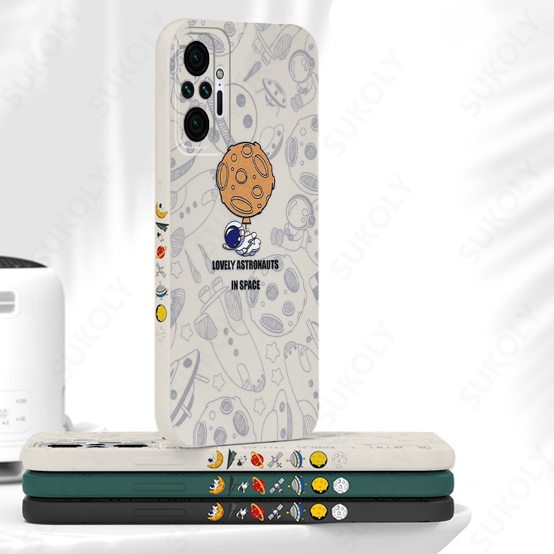 Case Kotak Desain Astronot Klasik Anti Jatuh Untuk Xiaomi 11 Poco X3 NFC X3 Pro Poco M3 M2 Redmi Note 7 Pro Note 8 Pro Note 9 Pro Note 10 Pro Note 11 Pro Redmi 8 9 10 9 10 9A 9T 9T