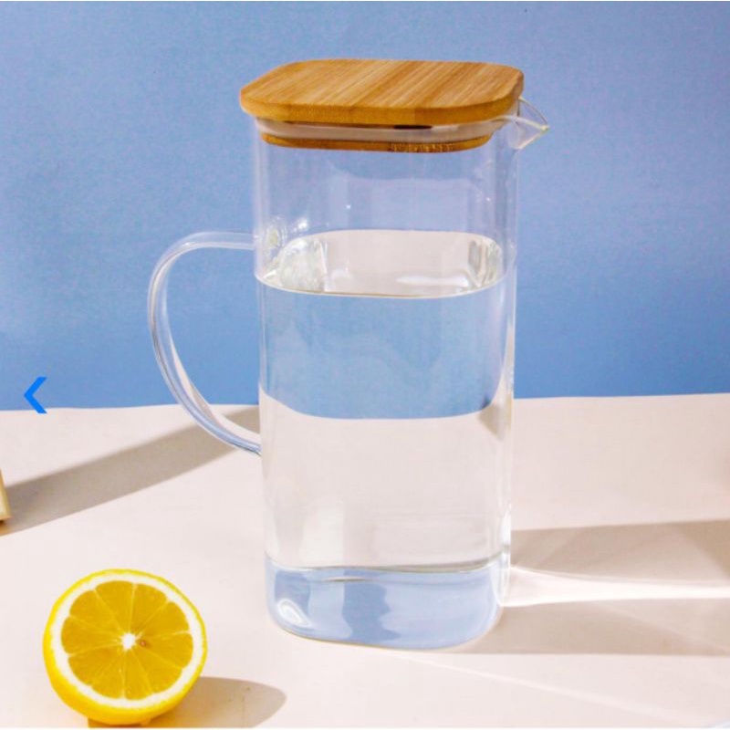 Appetite horton pitcher dengan tutup/teko aesthetic/teko kaca bening/teko tutup kayu/pitcher tutup k