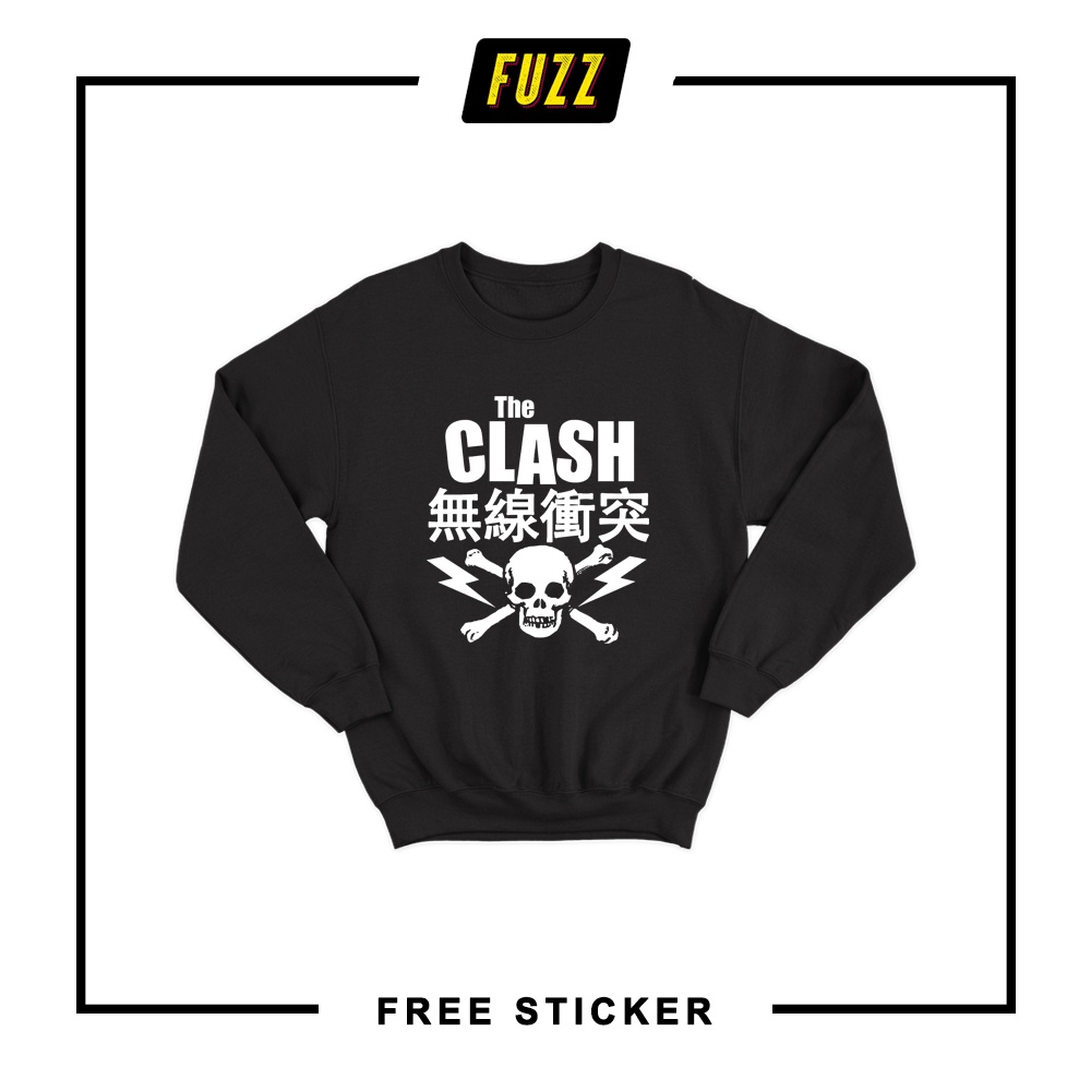 Crewneck Band The Clash Sweater Distro Musik Punk Rock Sweatshirt Pria Dan Wanita Premium Bahan Katun Fleece Tebal